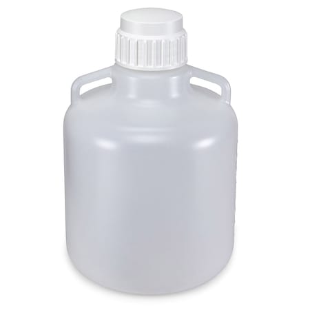 Globe Scientific Carboy, Round with Handles, HDPE, White PP Screwcap, 10 Liter, Molded Graduations 7340010